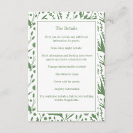 Tarjeta De Recepción Botánicos clásicos elegantes en el Boda verde sabi