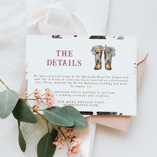 Tarjeta De Recepción Botas de Flores Occidentales y Campestres Boda Rús (Subido por el creador)