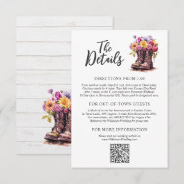 Tarjeta De Recepción Botas de granja floral para detalles de boda rústi