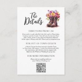 Tarjeta De Recepción Botas de granja floral para detalles de boda rústi