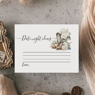 Tarjeta De Recepción Botas de vaquera florales Juego de cita para ducha