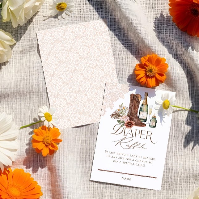 Tarjeta De Recepción Botellas de Boots Western Baby Shower Diaper Raffl (Boots Bottles Western Baby Shower Diaper Raffle Enclosure Card)