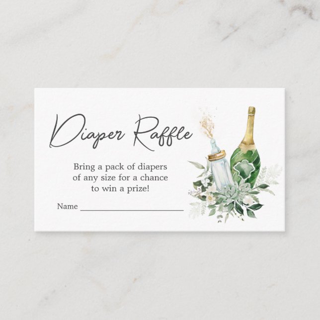 Tarjeta De Recepción Botellas de Poppin' Baby Shower Diaper Raffle (Anverso)