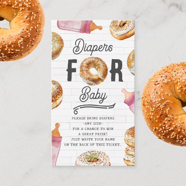 Tarjeta De Recepción Botellas y Bagels Chica Baby Shower Diaper Raffle (Subido por el creador)