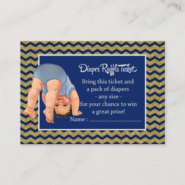 Tarjeta De Recepción Bottoms Up Boy Diaper Raffle Ticket (Anverso)