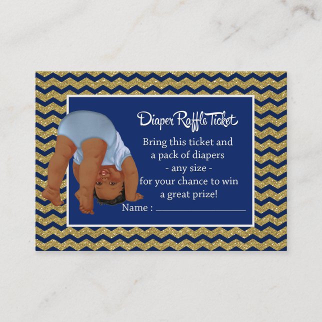 Tarjeta De Recepción Bottoms Up Ethnic Boy Diaper Raffle Ticket (Anverso)