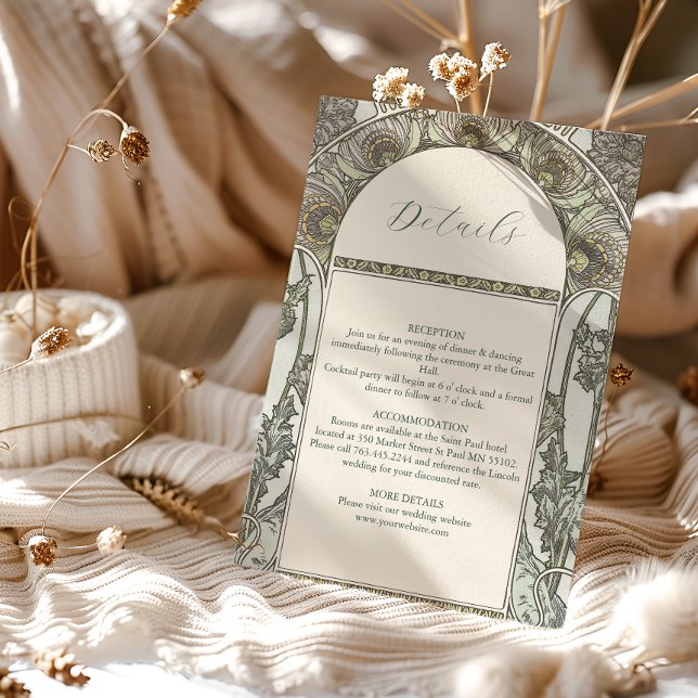 Tarjeta De Recepción Bougainvillea Art Nouveau Mucha Boda (Subido por el creador)