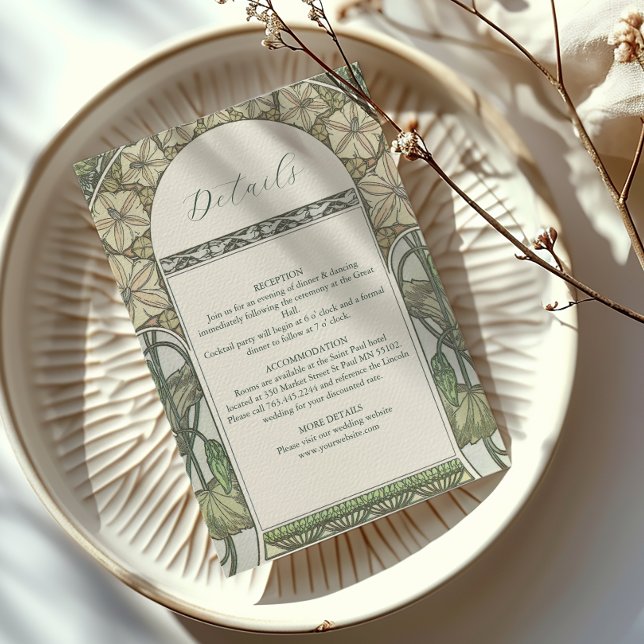 Tarjeta De Recepción Bougainvillea Art Nouveau Mucha Boda (Subido por el creador)