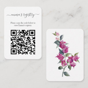 Tarjeta De Recepción Bougainvillea Boda BridalShower Detalles Código QR