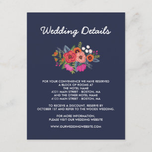 Tarjeta De Recepción Bouquet bohemio - Detalles del Boda azul de la Mar