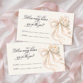 Tarjeta De Recepción Bow and Pearl How Many Kisses Bridal Game