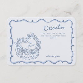 Tarjeta De Recepción Bow azul Retro Corazón Coqueta Detalles del Pastel