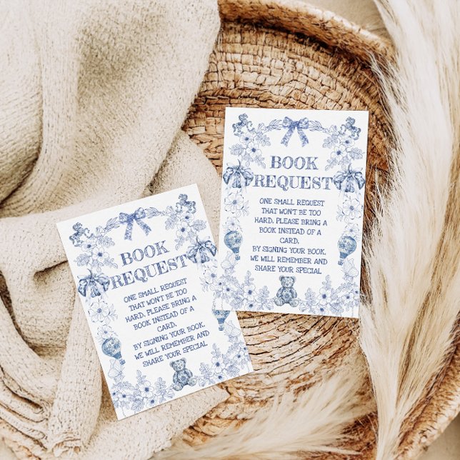 Tarjeta De Recepción Bow Blue Floral Baby Shower Books para el bebé (Subido por el creador)