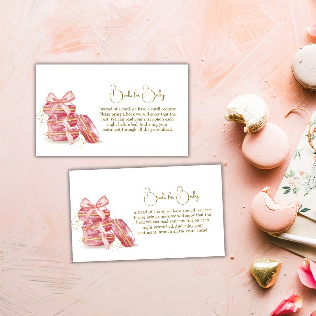 Tarjeta De Recepción Bow Bonjour Bébé Macarons Books Para Baby Shower (Bow Bonjour Bébé Macarons Books For Baby Shower Enclosure Card)