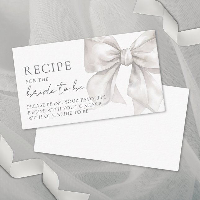 Tarjeta De Recepción Bow Bridal Shower Comparte una receta (Bow Bridal Shower Share A Recipe Enclosure Card)