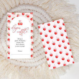 Tarjeta De Recepción Bow Cherry en Top Baby Girl Shower Diaper Raffle