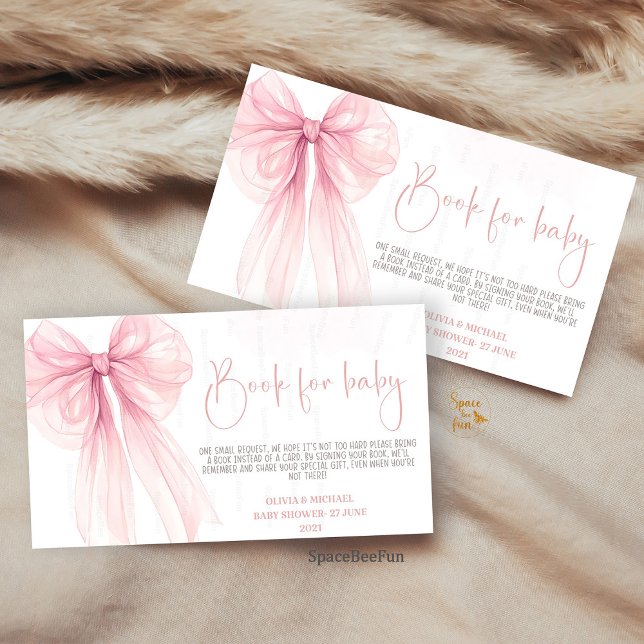 Tarjeta De Recepción Bow Coquette Baby Shower (Bow Coquette Baby Shower, Baby Shower Enclosure Card, Book for Baby Card, Diaper Raffle Card, Baby S)