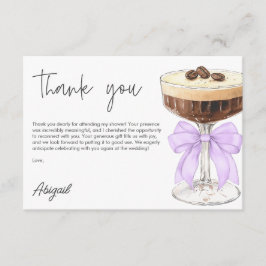 Tarjeta De Recepción Bow Espresso Martini Bridal Shower Gracias