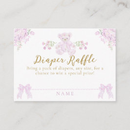 Tarjeta De Recepción Bow Floral Teddy Bear Toile Chica Ducha
