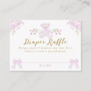 Tarjeta De Recepción Bow Floral Teddy Bear Toile Chica Ducha