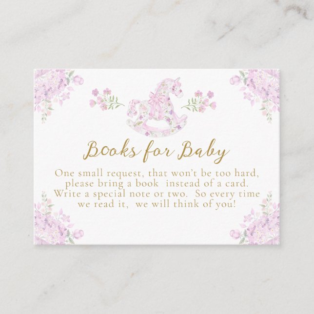 Tarjeta De Recepción Bow Floral Teddy Bear Toile Chica Ducha Libros (Anverso)