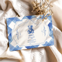Bow Gingham French Teddy Bear Diapper Raffle