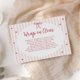Tarjeta De Recepción Bow Hearts Valentine Baby Shower Wrap In Clear