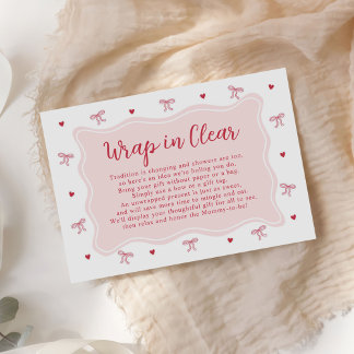 Tarjeta De Recepción Bow Hearts Valentine Baby Shower Wrap In Clear