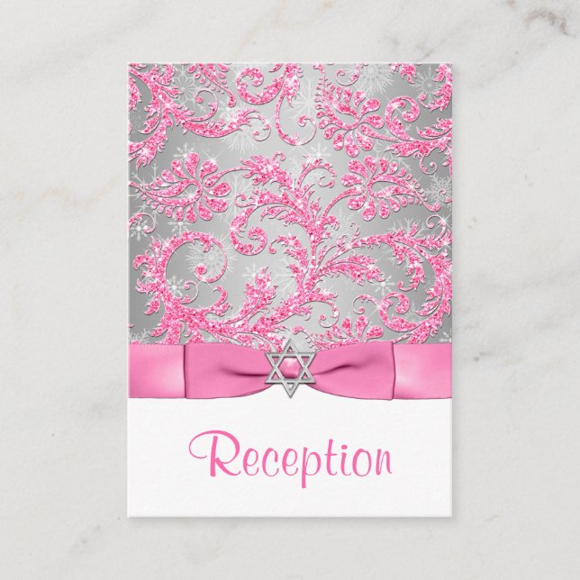 Tarjeta De Recepción Bow IMPRESO - Insertar Bat Mitzvah de invierno (Anverso)