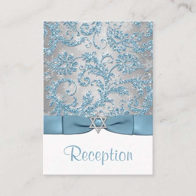 Tarjeta De Recepción Bow IMPRESO - Insertar Bat Mitzvah de invierno (Anverso)