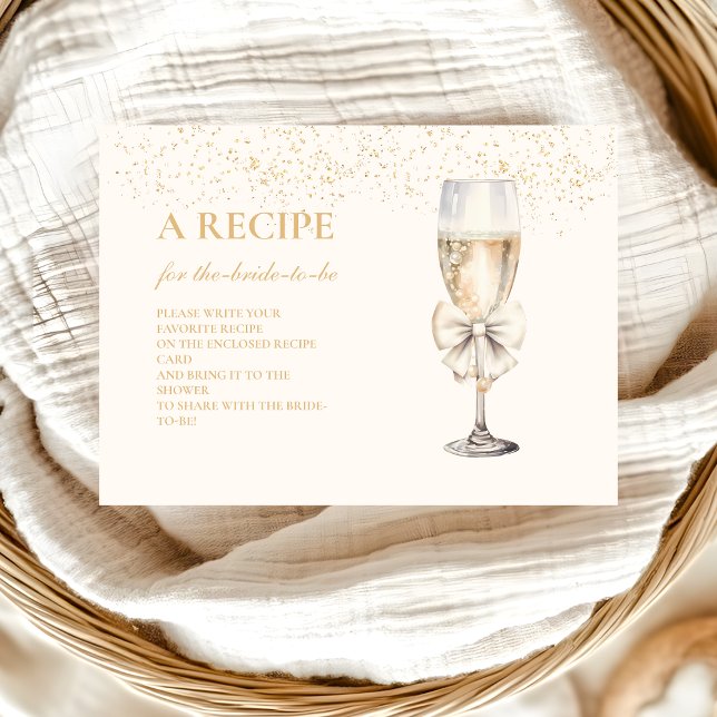 Tarjeta De Recepción Bow Pearls Y Prosecco Receta De Ducha Bridal (Subido por el creador)