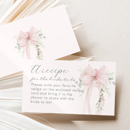 Tarjeta De Recepción Bow Recipe for the bride Coquette Aesthetic