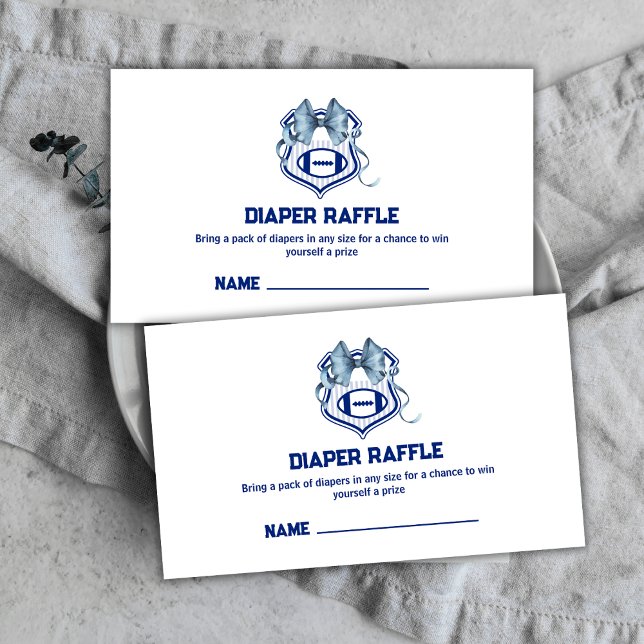 Tarjeta De Recepción Bow Rookie Football Diaper Raffle Baby Shower (Bow Rookie Football Diaper Raffle Baby Shower Enclosure Card)