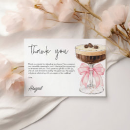 Tarjeta De Recepción Bow Rosa Espresso Martini Bridal Shower Gracias