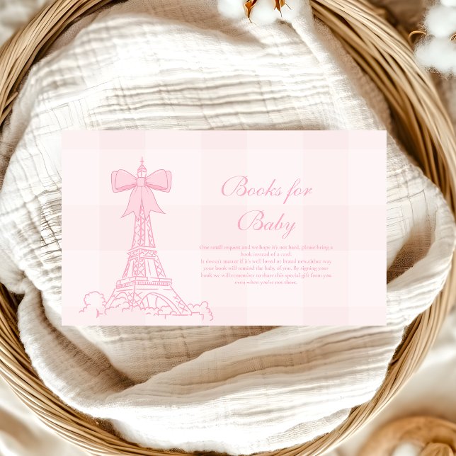 Tarjeta De Recepción Bow Rosado Bonjour Bebe Baby Shower Books para beb (Subido por el creador)
