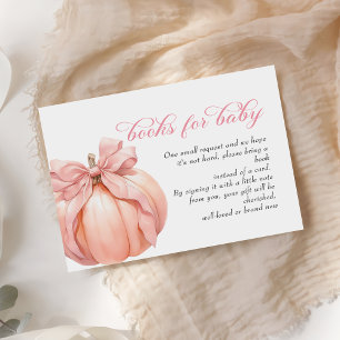 Tarjeta De Recepción Bow Rosado Calabaza Baby Shower Libros Para Bebés