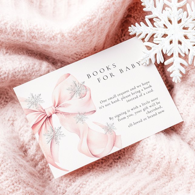 Tarjeta De Recepción Bow rosado: Snowflakes Baby Shower Books para bebé (Subido por el creador)