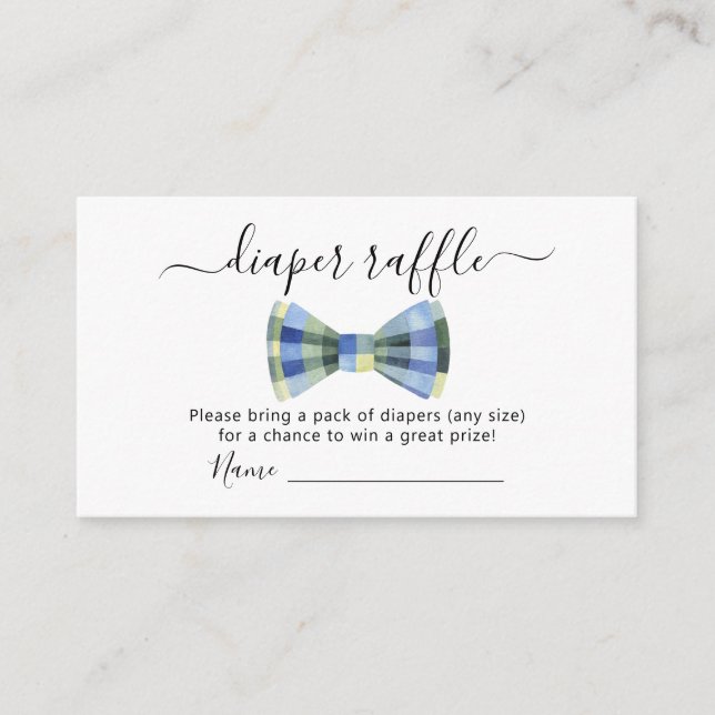 Tarjeta De Recepción Bow tie Diaper Raffle Baby Shower (Anverso)