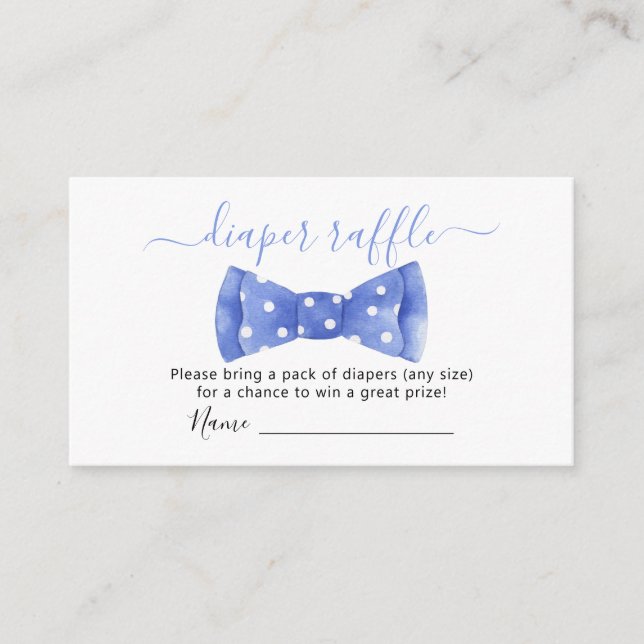 Tarjeta De Recepción Bow tie Diaper Raffle Baby Shower (Anverso)
