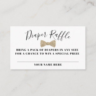 Tarjeta De Recepción Bow Tie Diaper Raffle Ticket, Gold Faux Purpurina