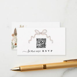 Tarjeta De Recepción Bow Wildflowers Boda Sitio Web insertar CÓDIGO QR