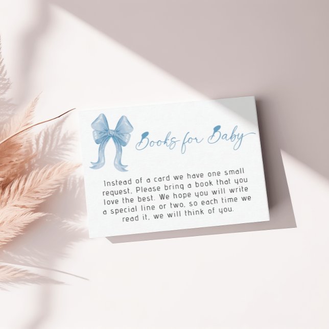 Tarjeta De Recepción Boy Baby Shower Blue Bow Books para el bebé (Subido por el creador)