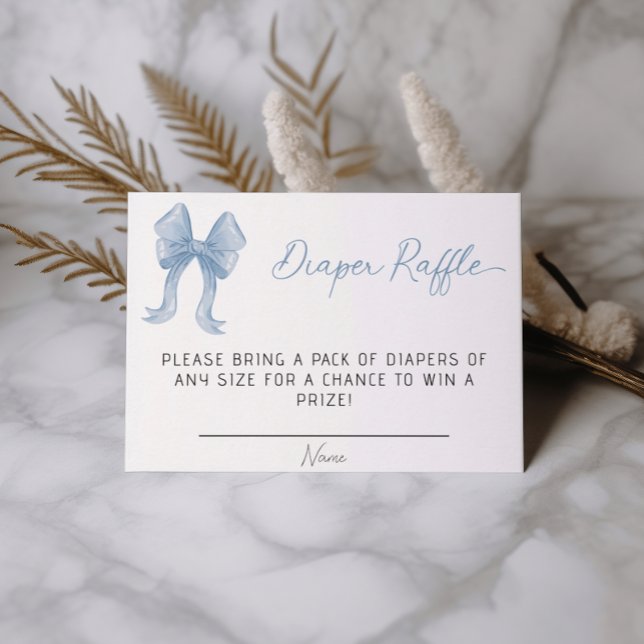 Tarjeta De Recepción Boy Baby Shower Blue Bow Diaper Raffle (Subido por el creador)