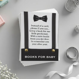 Tarjeta De Recepción Boy Baby Shower Gentleman Suspenders Book Request