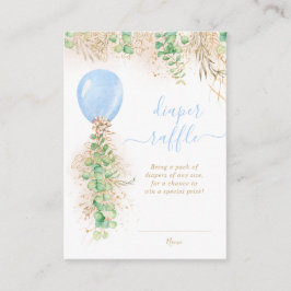 Tarjeta De Recepción Boy Balloon Eucalyptus Gold Purpurina Diaper Raffl