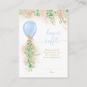 Tarjeta De Recepción Boy Balloon Eucalyptus Gold Purpurina Diaper Raffl