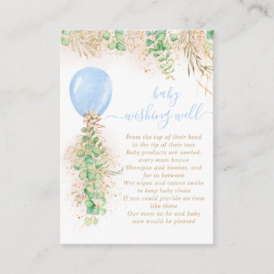 Tarjeta De Recepción Boy Balloon Greenery Wire Well Baby Shower