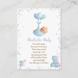 Tarjeta De Recepción Boy Bear libros azules para Baby Shower