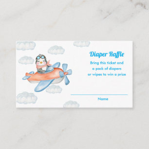Tarjeta De Recepción Boy Blue Baby Shower Pingüino Animal Diaper Raffle