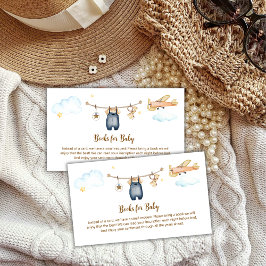 Tarjeta De Recepción Boy Clothesline Airplane Books For Baby Shower